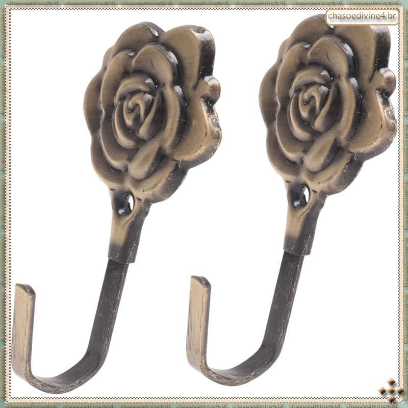 [Yzr] 2 Unidades De Metal Rosa Flor Cortina Amarração Traseira Suportes De Decoração De Ganchos De Parede