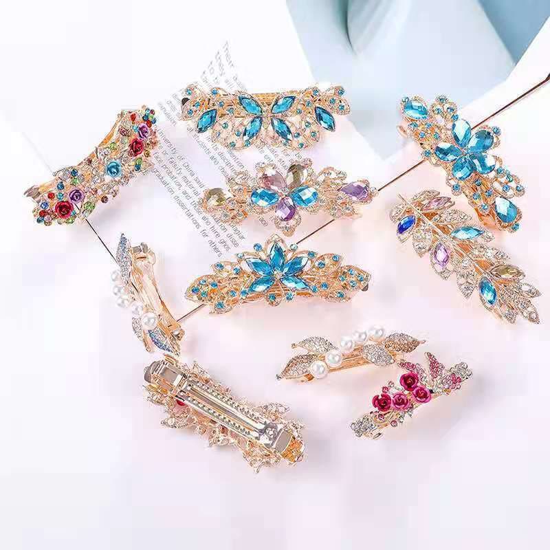 Pérola strass arco grampo de cabelo cabeça acessórios senhoras flor primavera clipe Horizontal rabo de cavalo acessórios