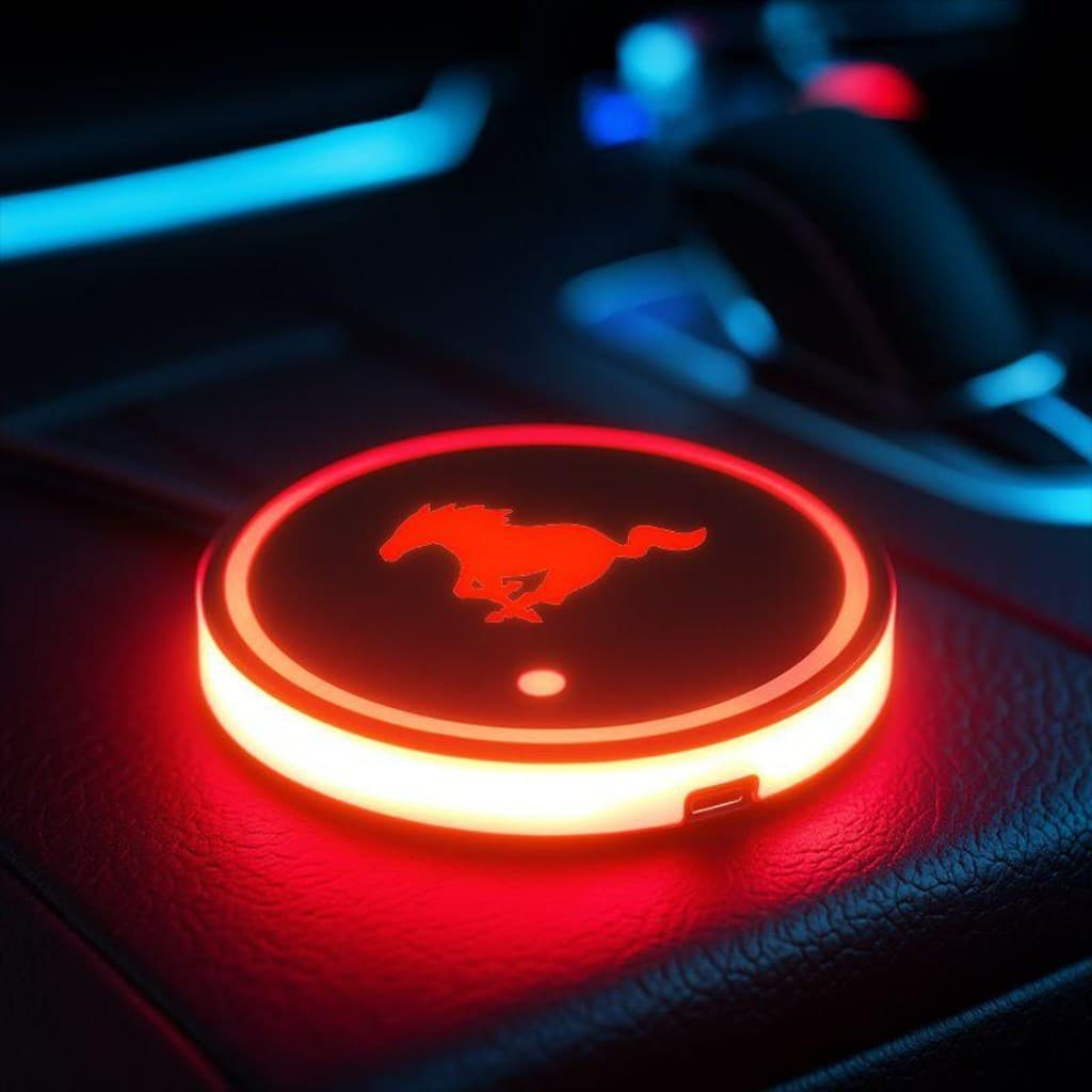 7 Cores Sensor de Luz e Movimento Tapete Porta Copos LED Acessórios para Carros For Ford Mustang GT Shelby