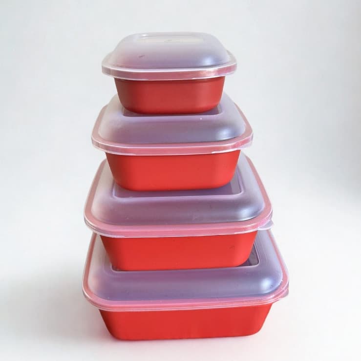 Kit 4 potes multiuso container tamanhos variados cores hermético