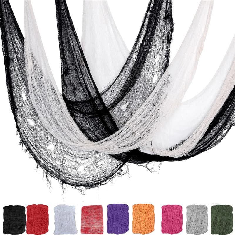 Decoração de Ambiente para Casa Assombrada de Halloween, Gaze Preta, Tecido Rasgado, Arranjo de Gaze para Quarto Assusta