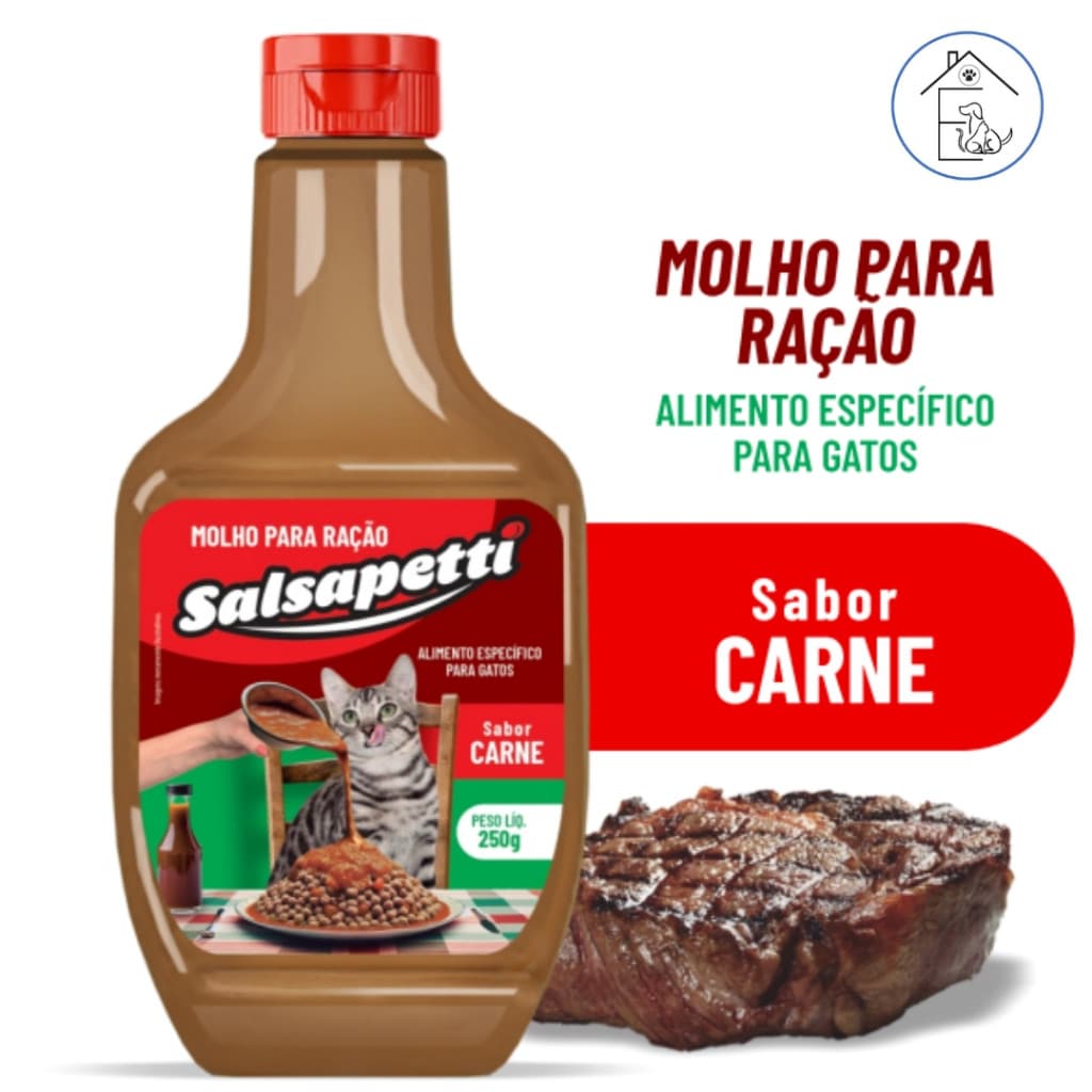 KIT 2 UNIDADES MOLHO ESPECIAL PARA RAÇÃO GATO 250G CREMOSO SALSAPETTI+Coleira De Gato gratis
