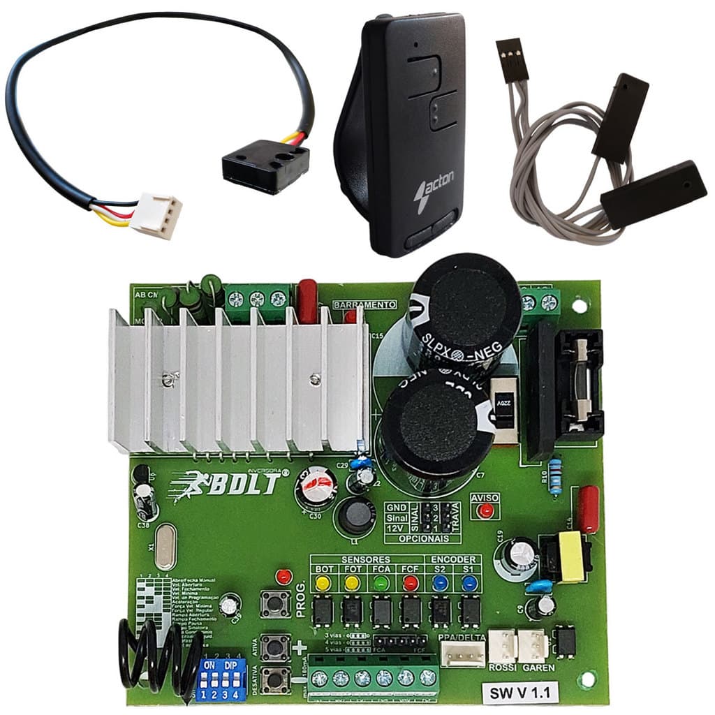 PLACA BOLT ACTON AUMENTE A VELOCIDADE DO AUTOMATIZADOR DESLIZANTE 1 CONTROLE REMOTO TX UNO CABO ENCODER