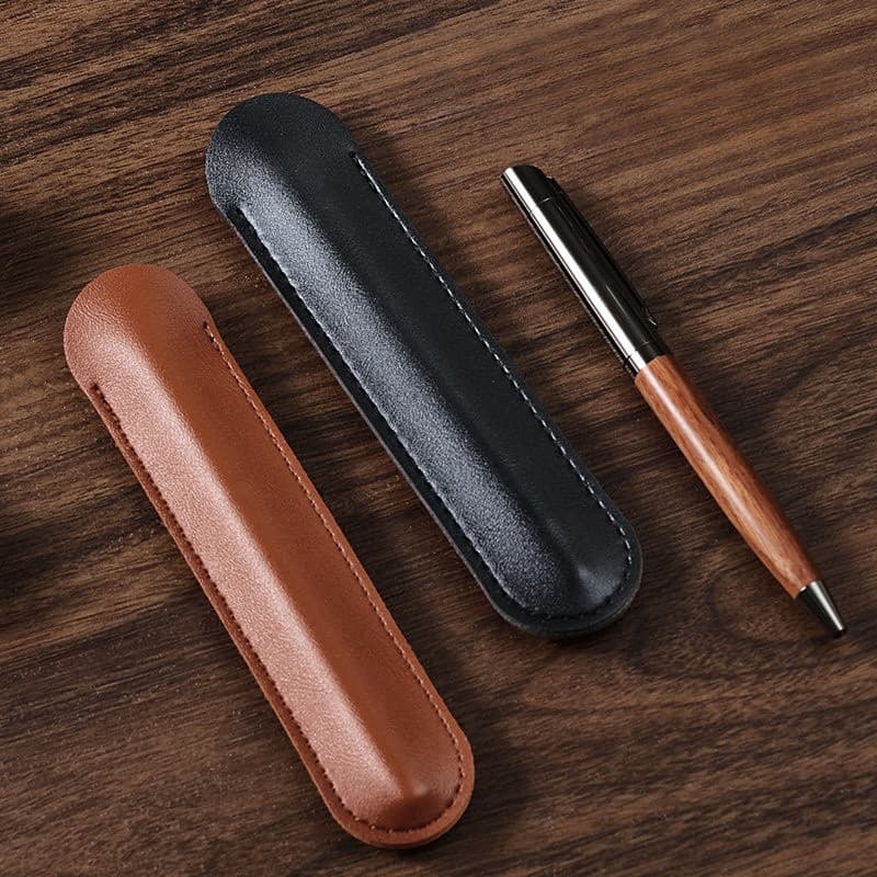Novo Retro cor sólida couro caneta caso caneta caneta de alto valor resistente a choques saco de armazenamento única ass