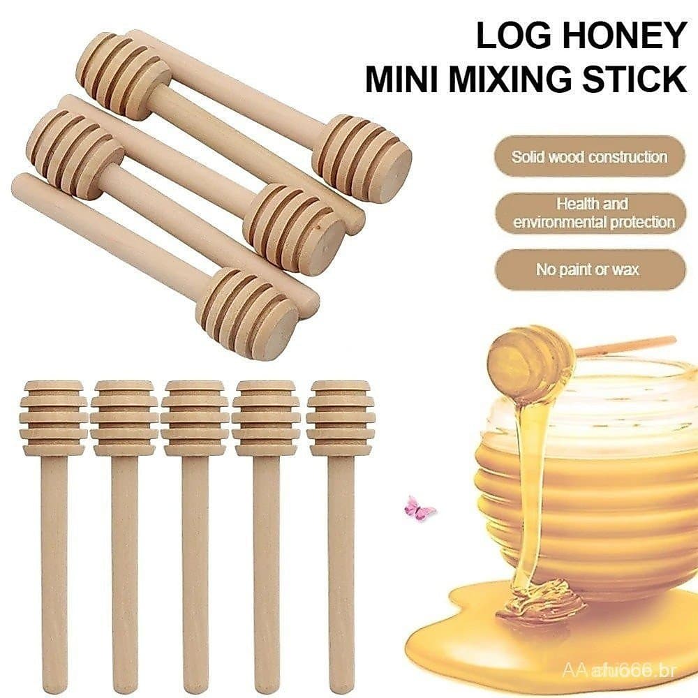 100 Pcs de alta qualidade mel mistura palito colher material de cozinha de madeira prática