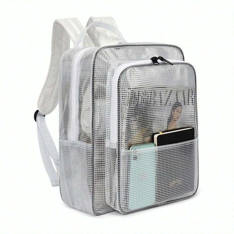 Mochila de malha transparente para salas limpas, livre de poeira, para ferramentas.