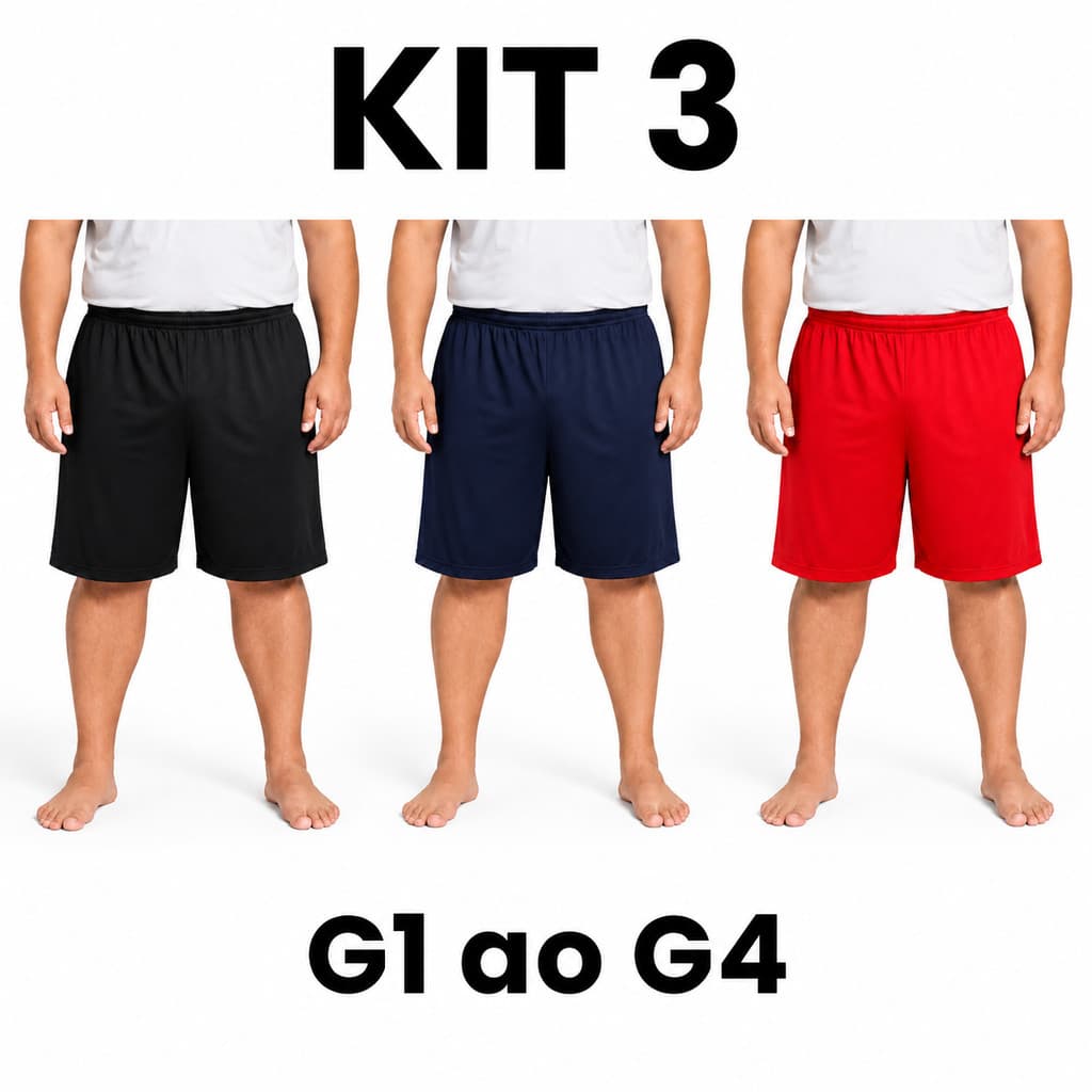 Kit 3 Bermuda Plus Size Lisa Academia Treino Praia Resistente Secagem Rapida G1 G2 G3 G4