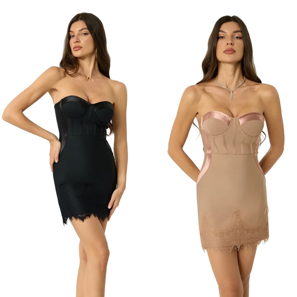Vestido Skinny com decote em uma linha, saia quadril, sem mangas, Top tubinho, frente única