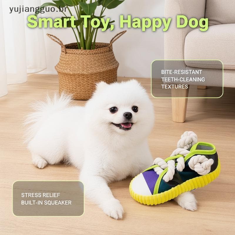 # Novo Sapato Resistente À Mordida De Brinquedo Para Mastigar Cachorrinho Feito De Lona Mantém-Os E Ativam .