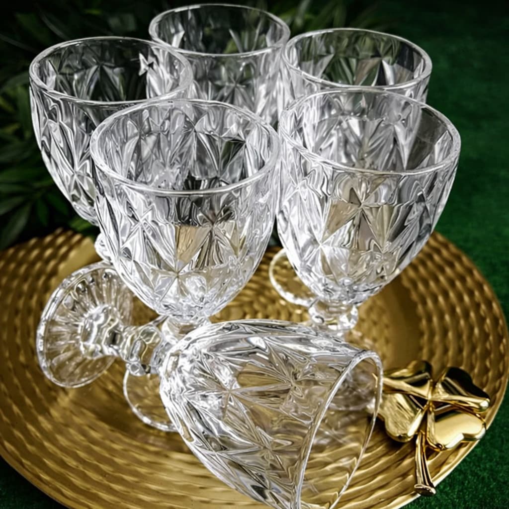 Jogo 6 Taças de Vidro Diamond Lapidado Premium 340ML