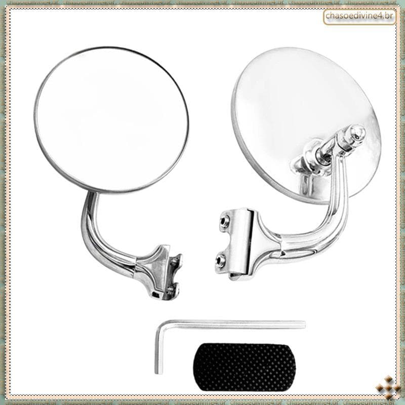 [Ykr] 2 Unidades Vintage Clássico Carro Prata Kit De Espelho Lateral Redondo Retrô Retrovisor Reflexivo
