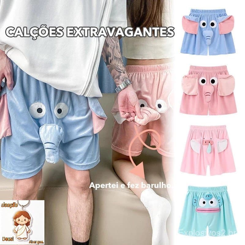 Calças de Pijama desenho animado infantil Engraçadas Bonitas Com Um Tronco De Elefante Anelante Você