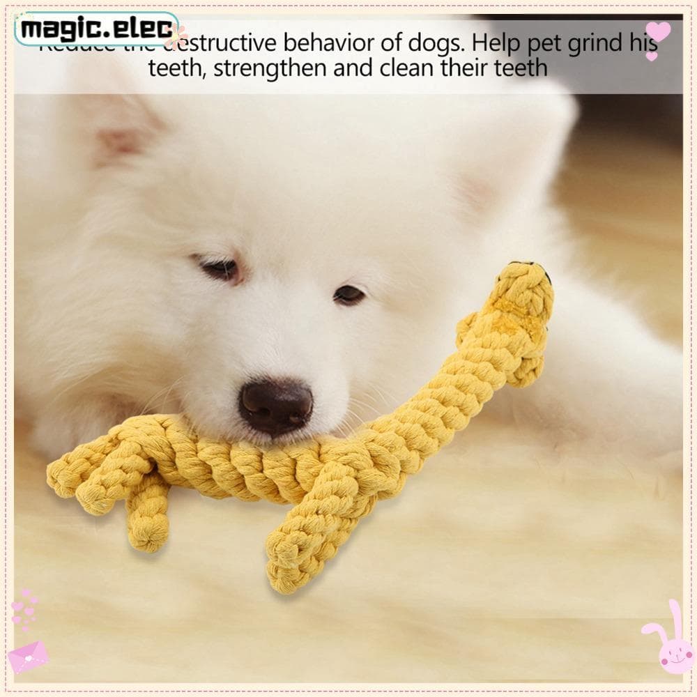 Brinquedo Mágico De Corda De Algodão , De Cachorro Girafa Em Forma De Animal De Estimação Feito À Mão Amarelo