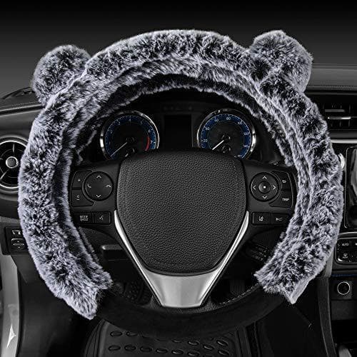 Capa de volante de carro fofa, tipo universal para mulheres, quente e antiderrapante no inverno.