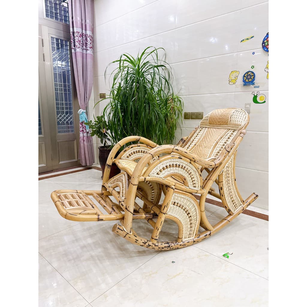 Natural rattan luxo doméstico atmosférico fácil cadeira indonésia Real rattan cadeira casa varanda sol cadeira de balanç