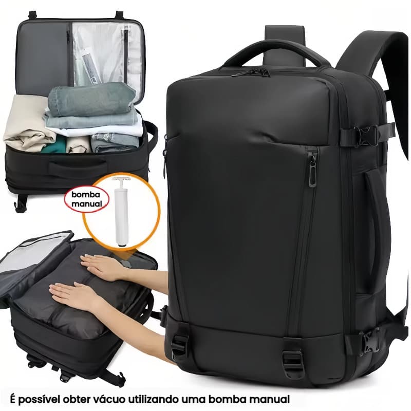Mochila de Viagem com Compressão a Vácuo  Expansível 40L/50L, Resistente à Água, Para Notebook 17,3"