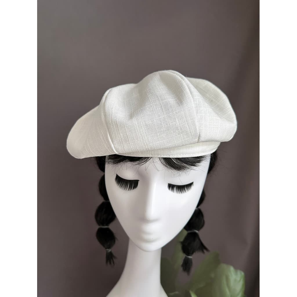 Primavera verão linho branco Oversized boina feminina All-Match rosto-olhando pequeno pintor chapéu feminino influenciad