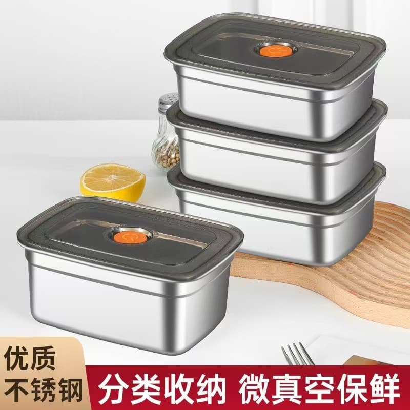 [Estoque pronto] Estoque pronto de qualidade alimentar304316Caixa selada de aço inoxidável para manter frescos com tampa