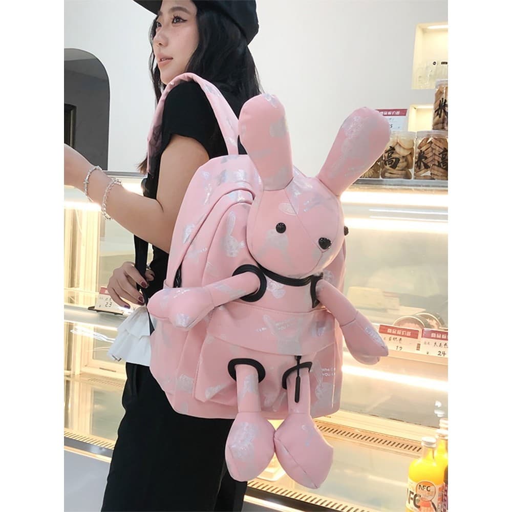 Mochila de coelho tridimensional de venda quente feminina 2024 novo estilo moda Super quente viagem leve Design nicho mo