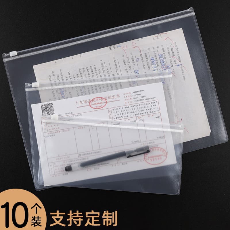 Bolsa de informações com zíper Bolsa de fatura de recibo de escritório Bolsa de papel de teste multifuncional à prova d'