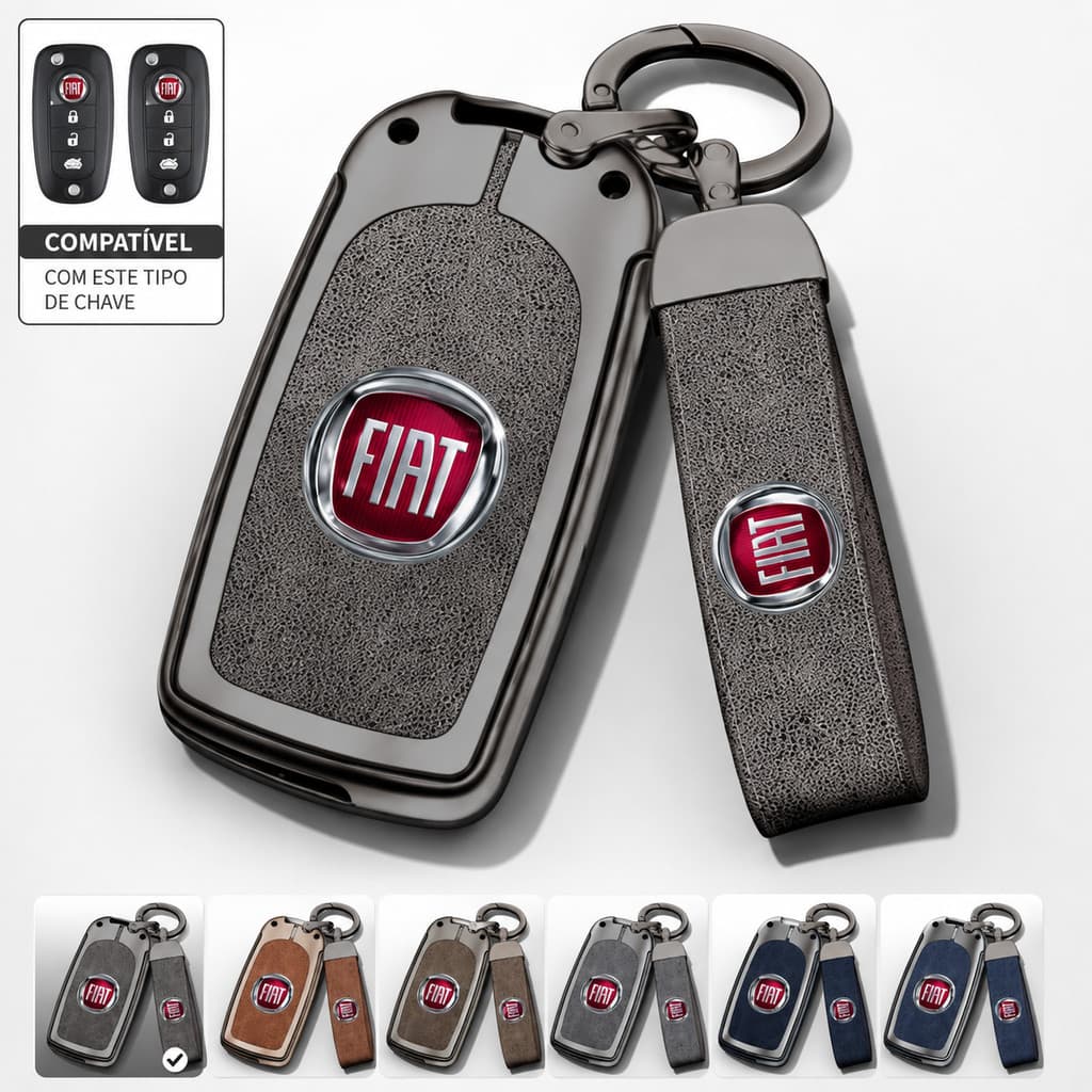 Capa Para Chave De Carro FIAT Conjunto De Chaveiro De Couro Protetora Remota 500 Panda Punto Toro Argo Cronos Strada Uno