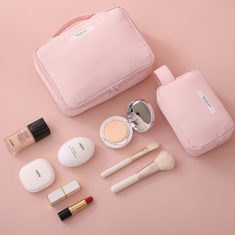 [Estoque pronto] Bolsa de cosméticos feminina portátil viagem grande capacidade bolsa de armazenamento de cosméticos est