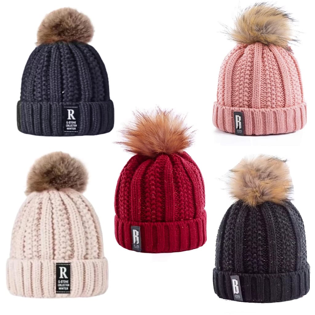 Touca gorro pompom feminino, forrado, pelucidado quentinho para inverno frio