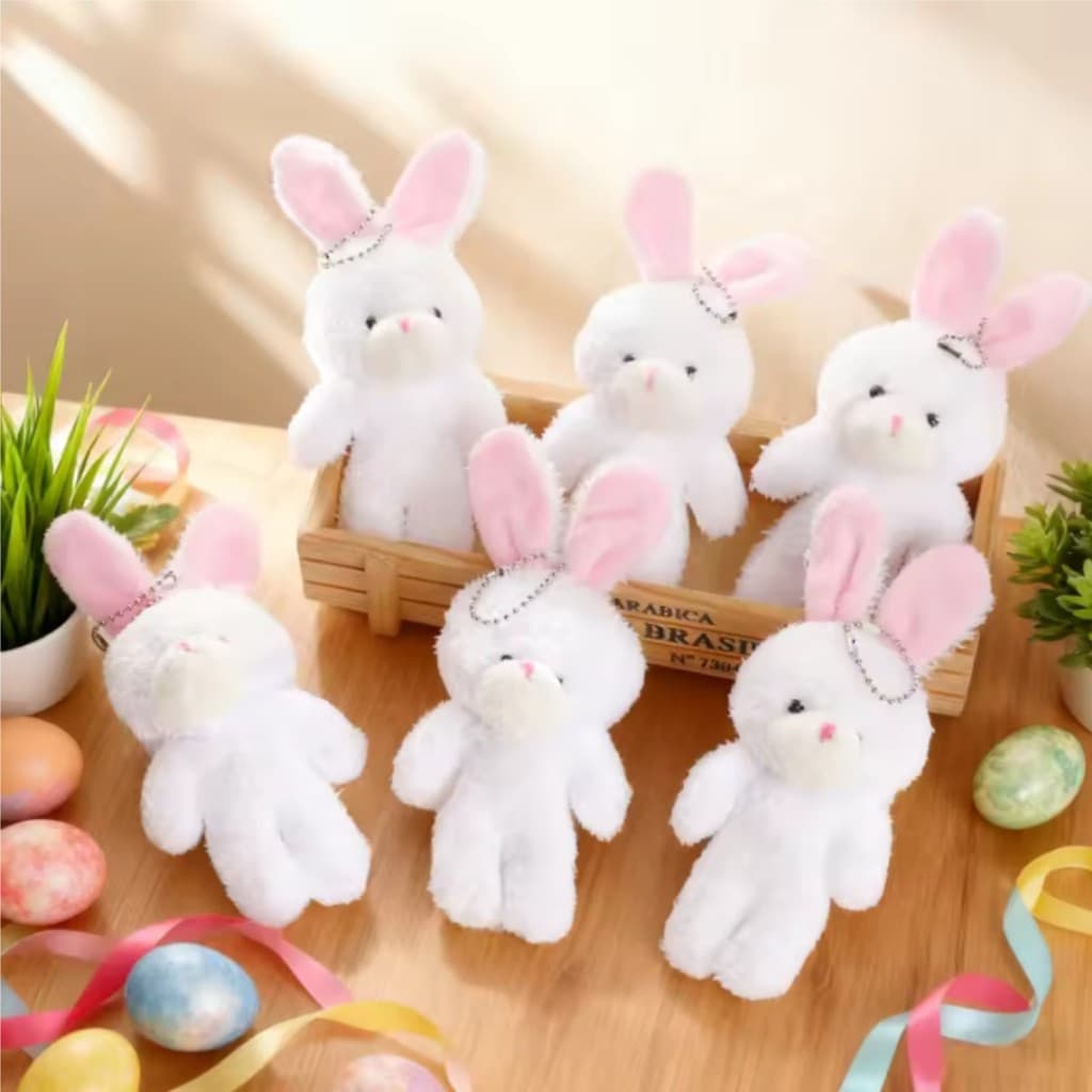 10 Peças Coelhinho Da Páscoa Brinquedo De Pelúcia Bonecas Chaveiro Pingentes Mini Coelho Festa De Cesta Enchimento Prese
