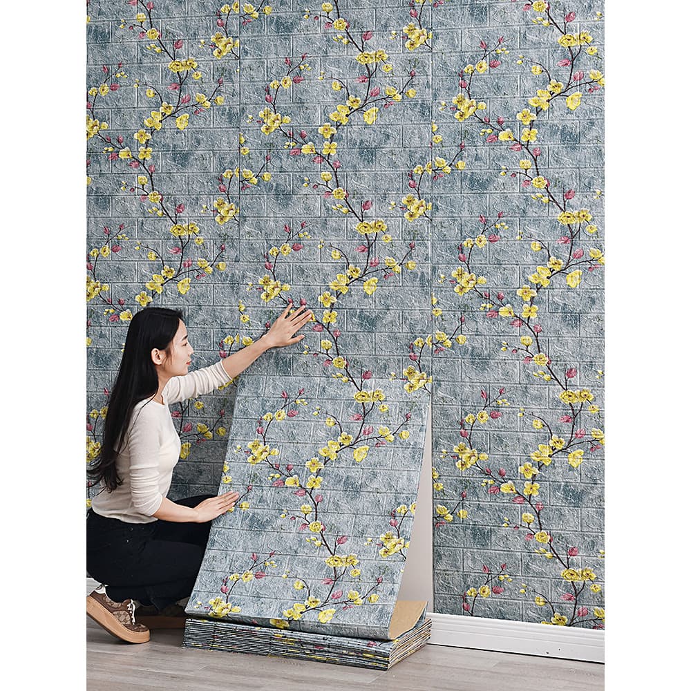 Papel de parede autoadesivo 3d tridimensional adesivos de parede à prova d'água à prova de umidade papel de parede quart