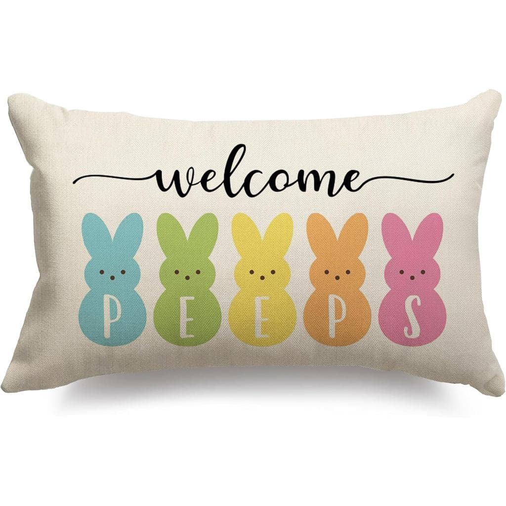 Capas de Almofada de Páscoa 12x20, Capas de Almofada Lombar com Estampa de Coelhinho, Decorações para Sofá e Decoração d