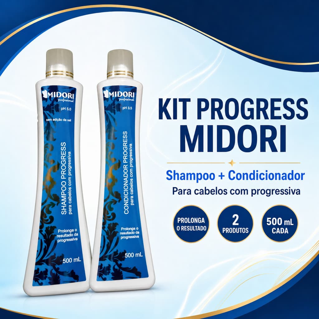 Kit Progress Midori Shampoo e Condicionador 500ml ? Cabelos com Progressiva