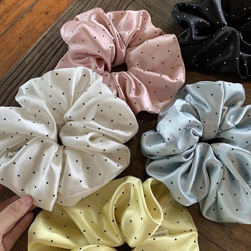 Coreano coreano Super fada verão Seersucker pontilhado laço de cabelo Oversized Scrunchy acessórios para o cabelo influe
