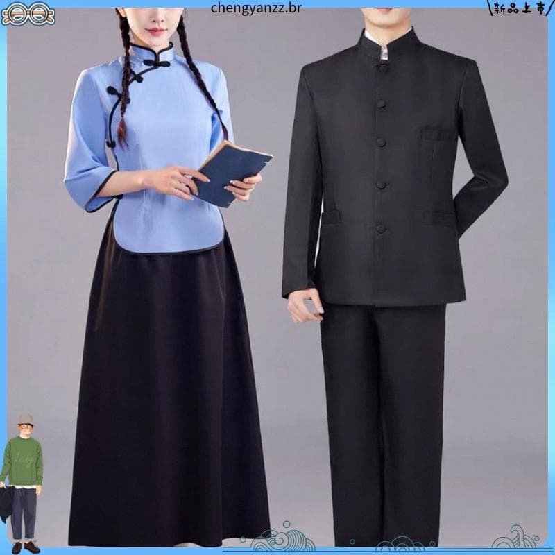 Zhongshan traje conjunto república da China estudante traje masculino feminino quinto quatro juventude traje palco Drama