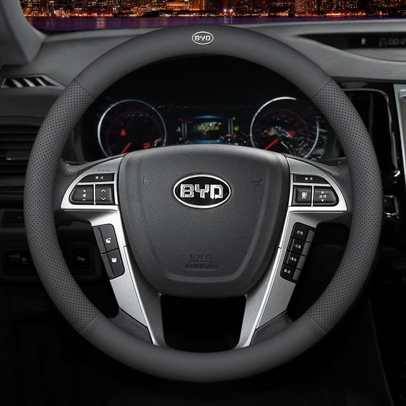 Capa para Volante de Carro em Couro Microfibra, Protetor de Volante Respirável e Antiderrapante, 38Cm para BYD Atto 3 Yu
