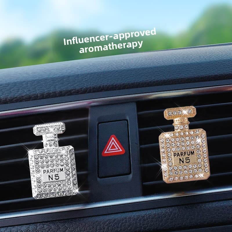 Aromatizador de Carro com Clipe de Luxo e Strass para Saída de Ar, Decoração de Interior Automotivo, Envio Rápido