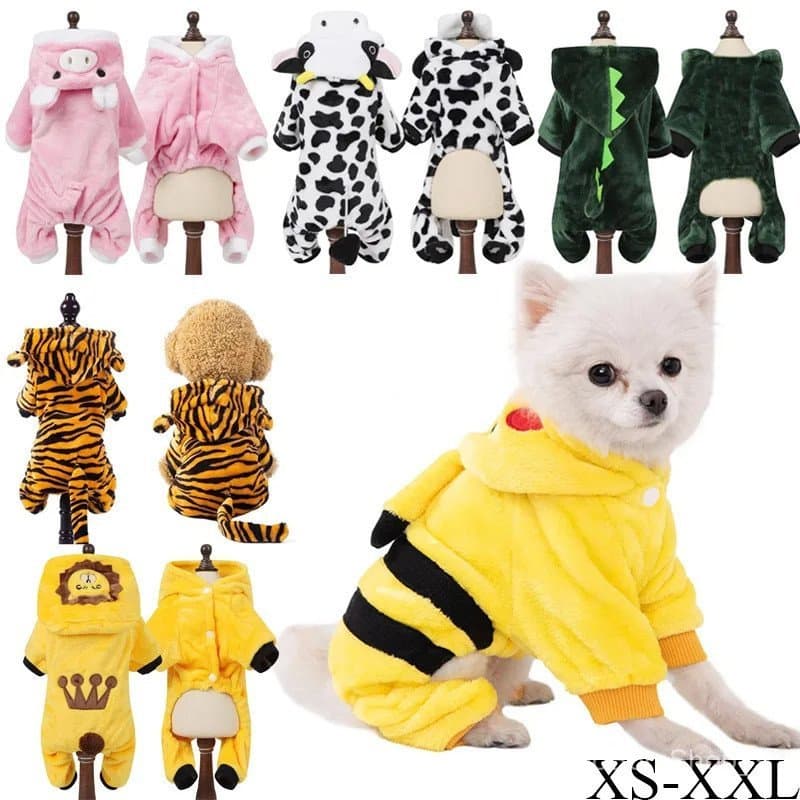 Roupas de Animais de Desenho Animado Fofas para Cães, Gatos e Filhotes, Fantasia de Dinossauro Maca