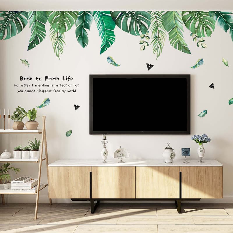 Ins pequena planta fresca adesivos de parede sala estar quarto TV fundo decoração da parede auto-adesivo papel de parede