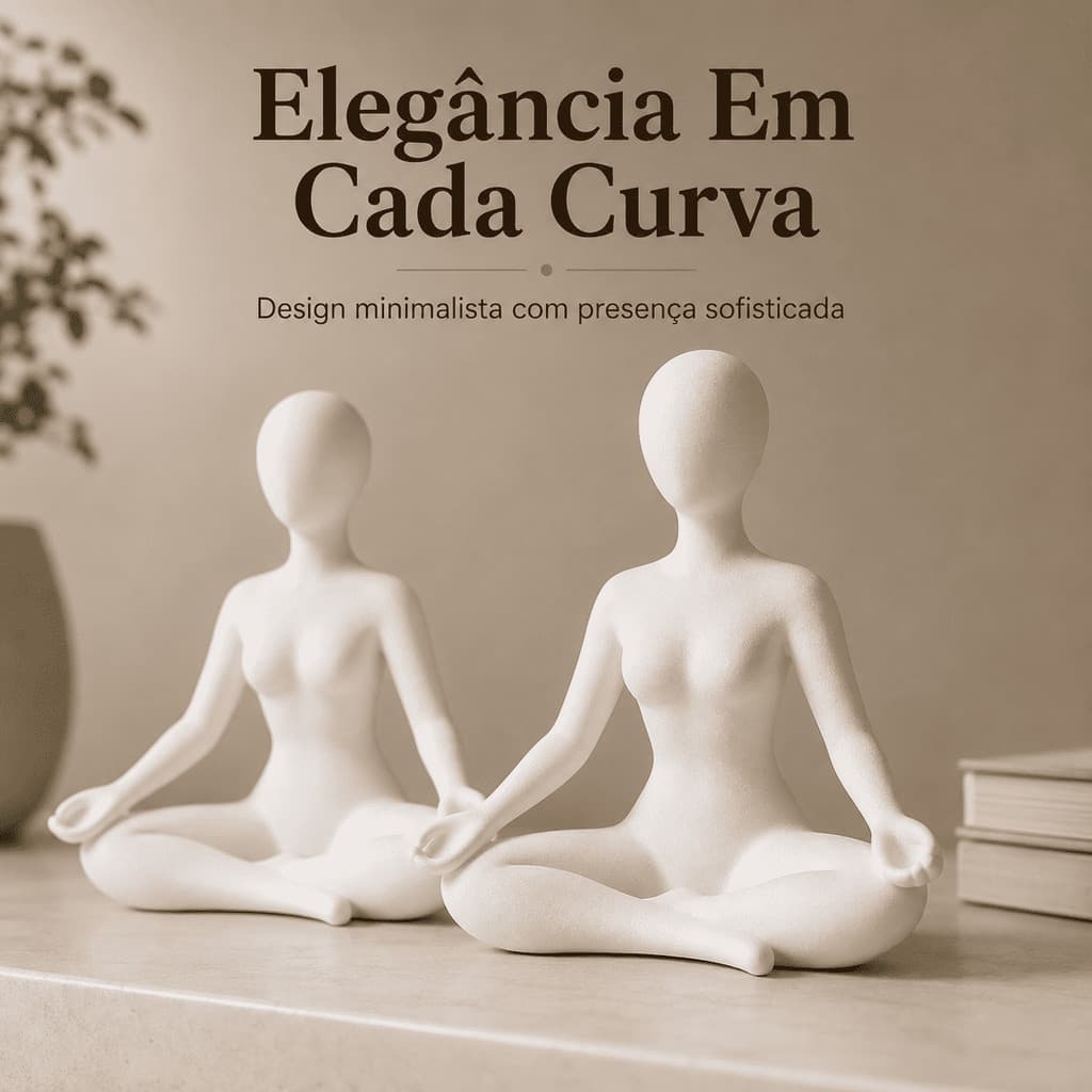 Kit 2 Esculturas Mulher Meditando Yoga Minimalista Decoração Zen Sala Escritório