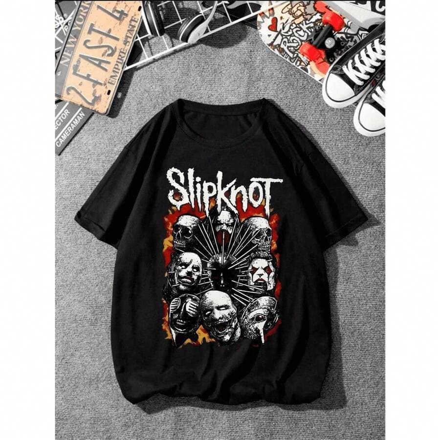Banda De Rock Slipknot Rostos Metal New MMetal Nu Metal Camiseta Unissex Masculino Feminino  Top Premium Streetwear
