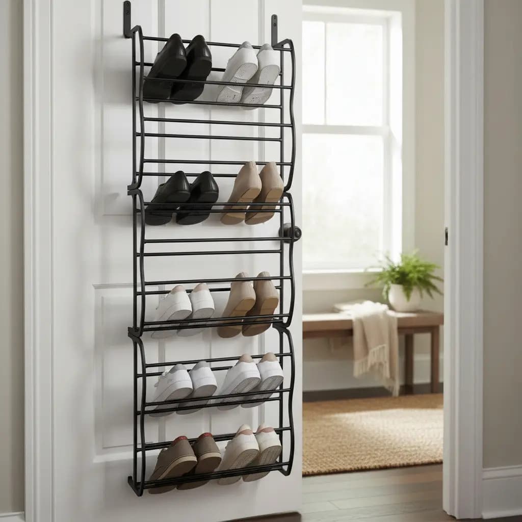 Sapateira Vertical Parede Porta 36 Pares Preta Organizador