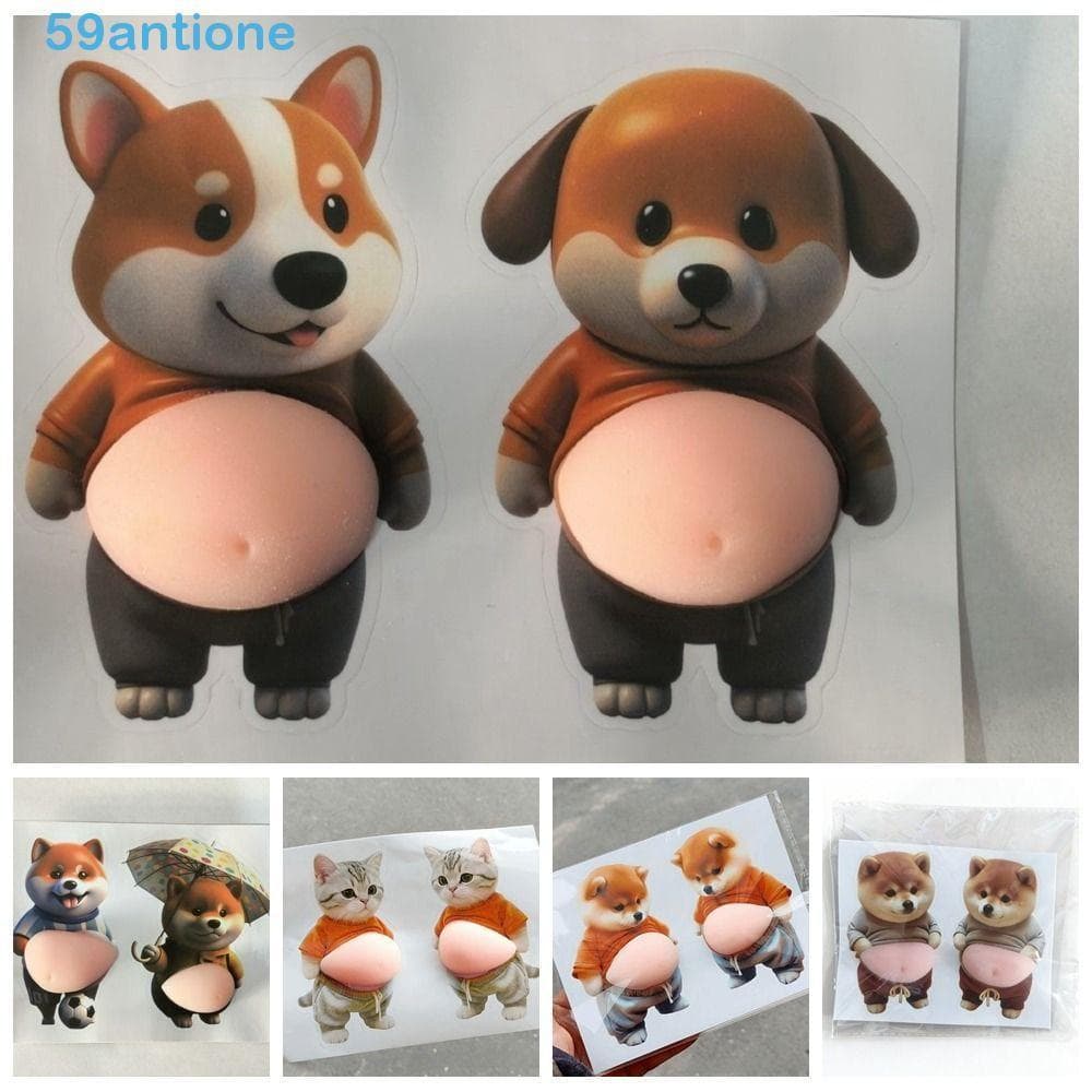 Adesivo De Gato De Barriga Macia ANTIONE 3D , Decoração De Capa De Telefone De Cachorro Inu Espremida Autoadesiva , À Pr