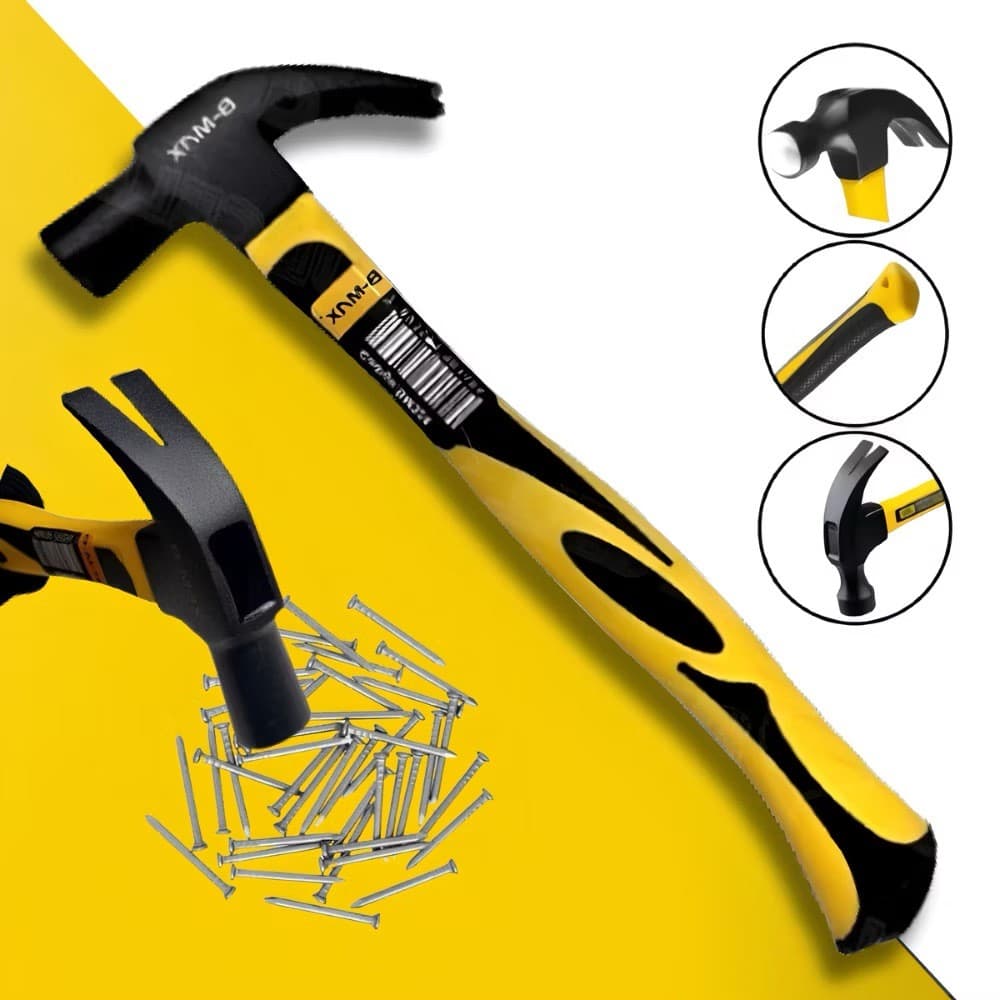Martelo Unha 30cm Cabeça Aço Cabo Emborrachado Profissional Carpinteiro 27mm TOP1 CASA