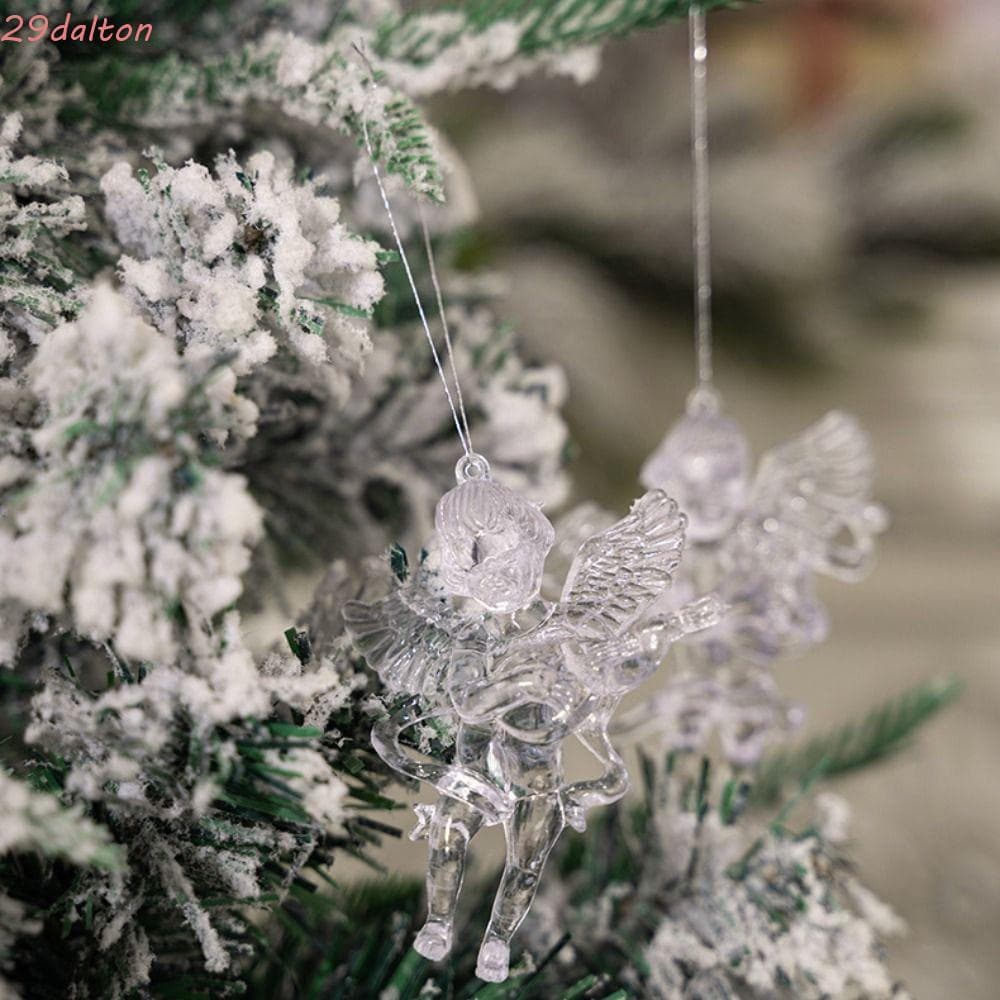 DALTON 4 Peças De Enfeites De Anjo De Natal , Pingentes De Mini Anjos Acrílicos Feitos À Mão , Decoração Suspensa Festiv