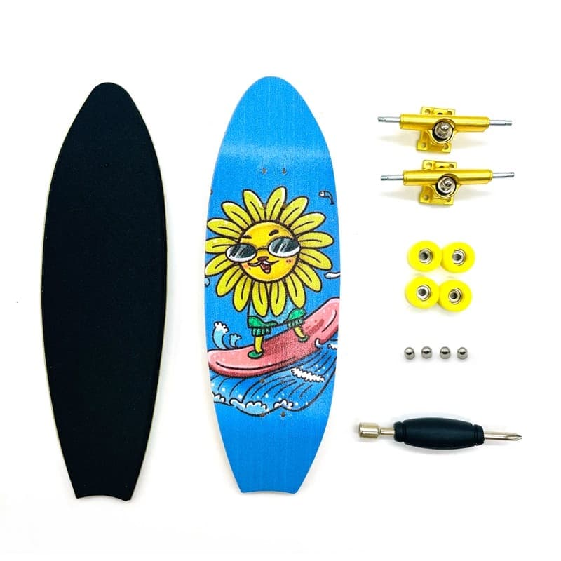 Placa Deslizante De Dedo De Madeira De Bordo De 32mm , Rolamento De Prancha De Surf , Presente De Brinquedo