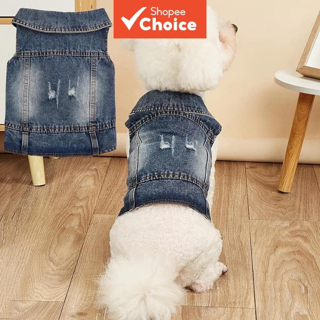 Colete Jeans Vintage Para Cachorro , Estilo Rasgado , Jaqueta Animais De Estimação , Filhote De Gato , Pequeno , Médio ,