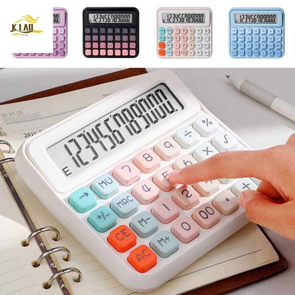 Calculadora KLAOSD De 12 Dígitos , De Mesa Fofa Em Cores Doces , Evita Escorregar Financeira Portátil