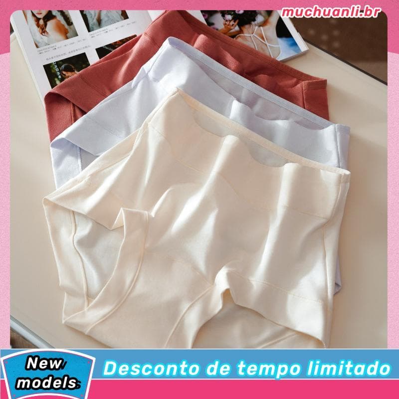 Novo estilo roupa interior de tamanho grande feminino algodão puro antibacteriano cintura média alta abdômen-estreito se