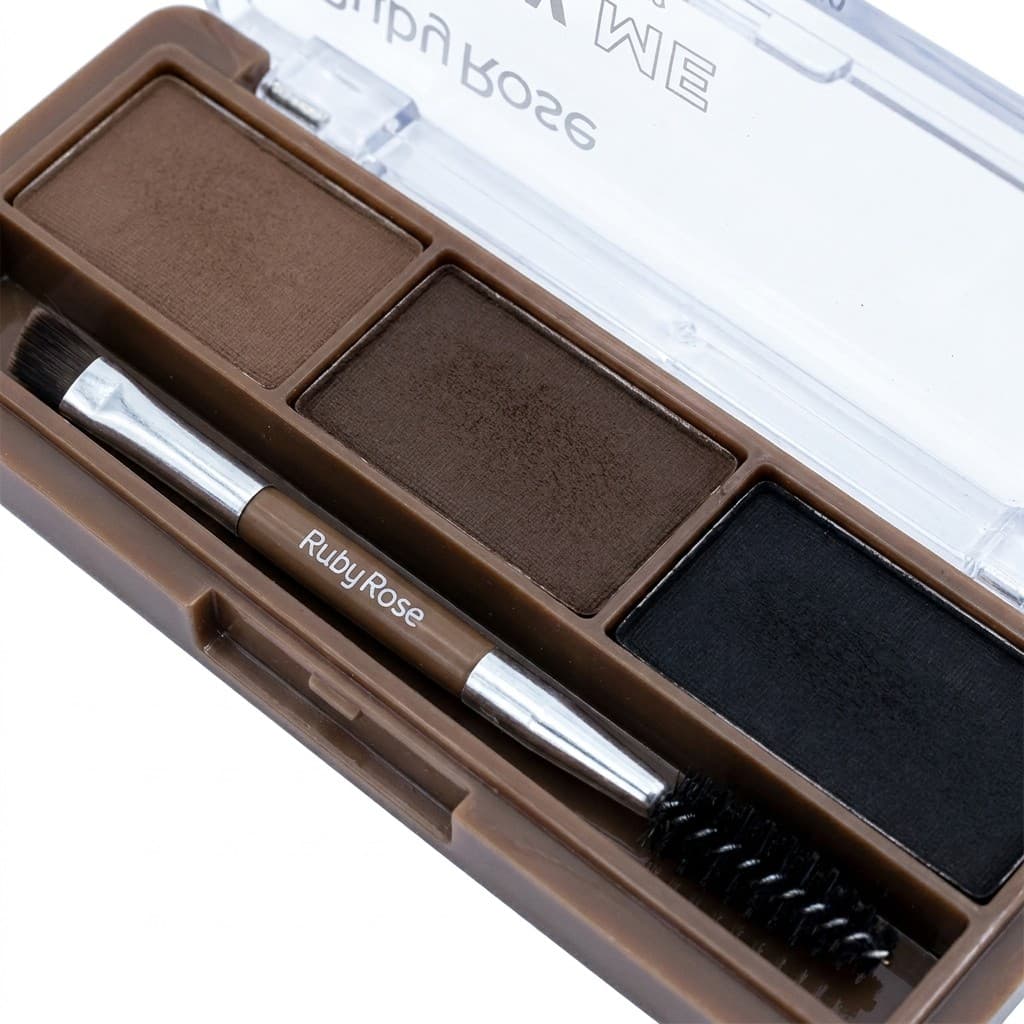 Paleta de Sombra para Sobrancelhas Brow Me Ruby Rose 3 Cores Matte com Pincel