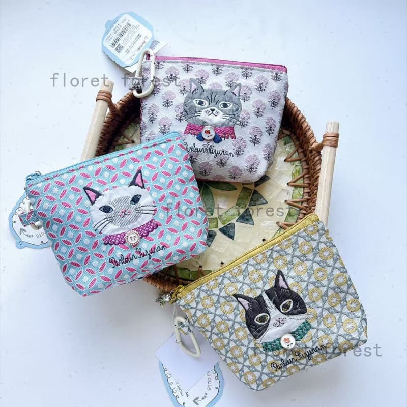 Japão japão Kusuguru genuíno mel feijão princesa Jacquard gato moeda bolsa titular do cartão tecido pingente armazenamen