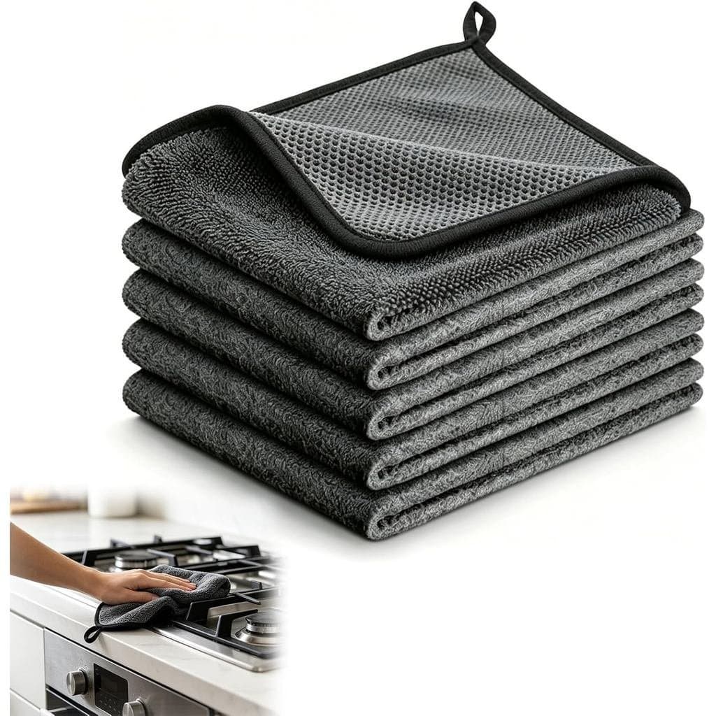 Pano de Limpeza GeniicCleaningCloth5-–Pano de Limpeza Mágico Reforçado, Limpa Apenas com Água, Panos de Microfibra Sem M